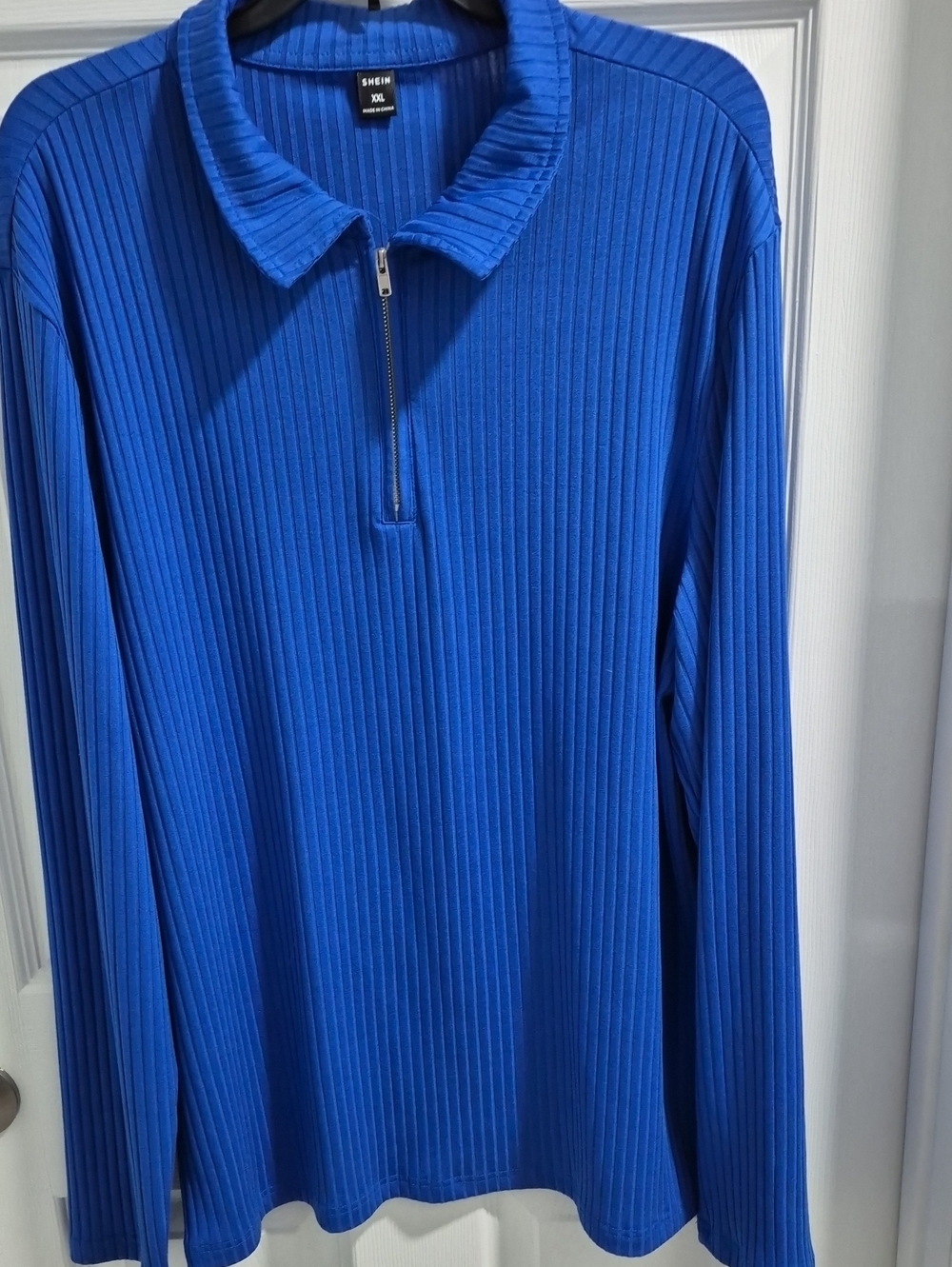 SHEIN Royal Blue Ribbed Half-Zip Men's Sweater
